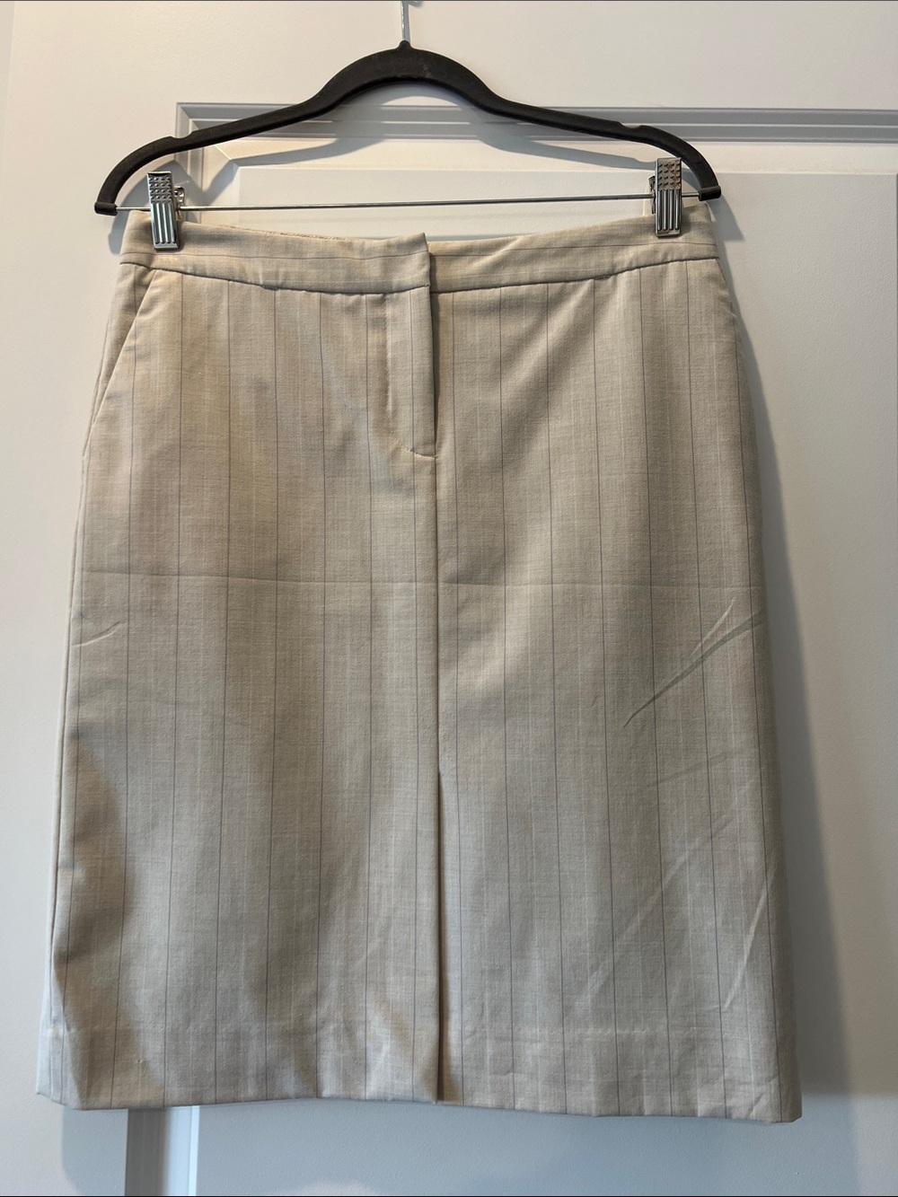 Target Cream Pinstripe Pencil Skirt